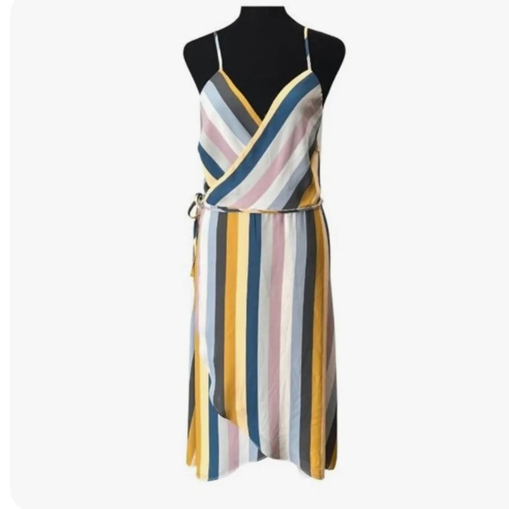 Leith Strap Wrap Striped Dress in Dusty Colors Sz. 8-10